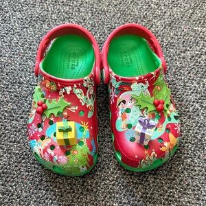 Kids Disney Holiday Crocs - Red and Green Size 11